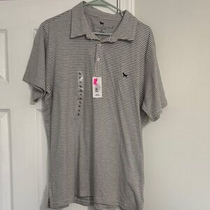 Simply Southern Grey & White Striped Polo